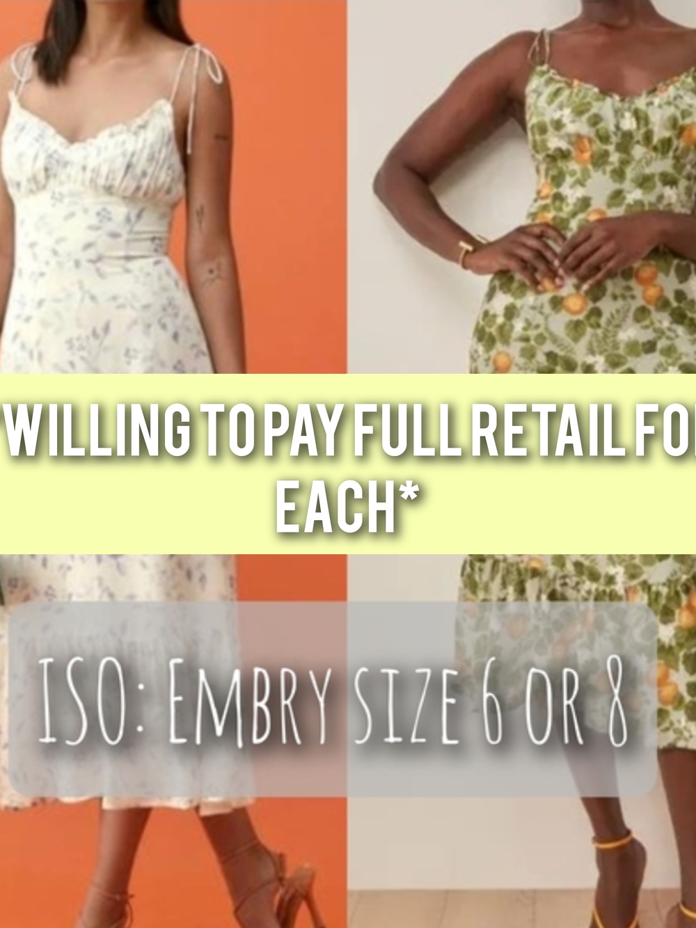 IN SEEK OF : EMBRY - LAUREL & ORANGE GROVE NWT SIZE 6-10